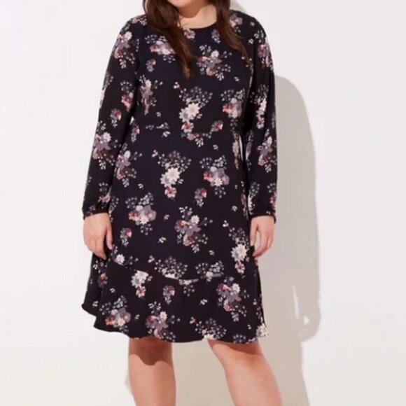 LOFT Plus Wildflower Flounce Dress Size 16 - Picture 1 of 15